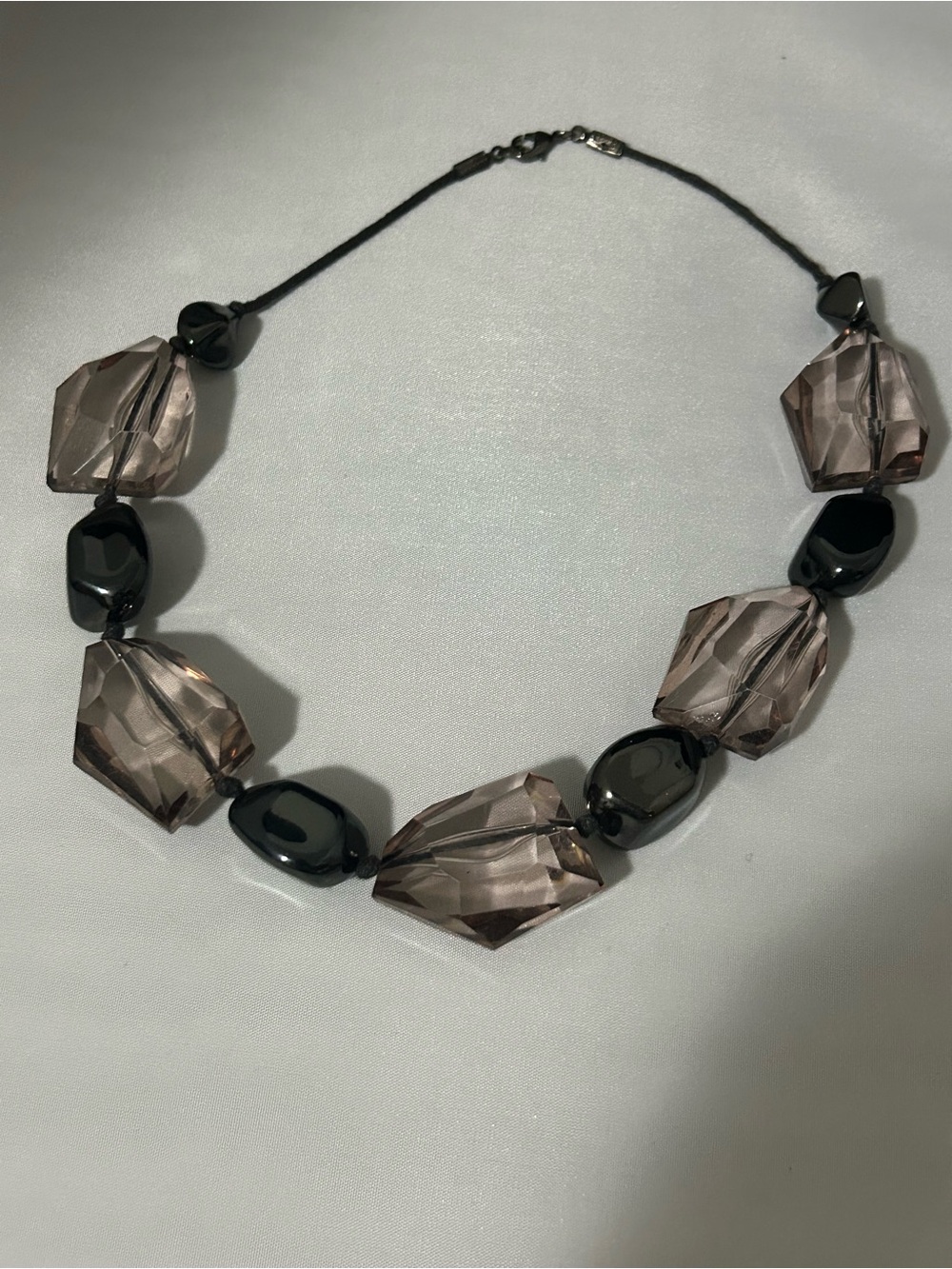 Smoky Grey Faceted Bead Necklace